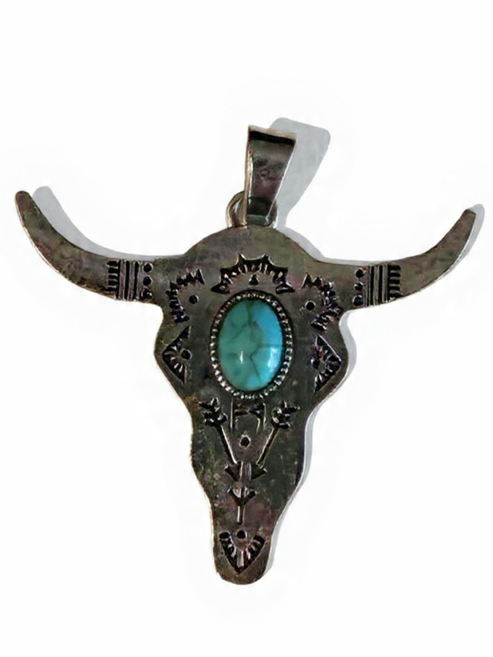 Southwestern Faux Turquoise Steer Skull Pendant